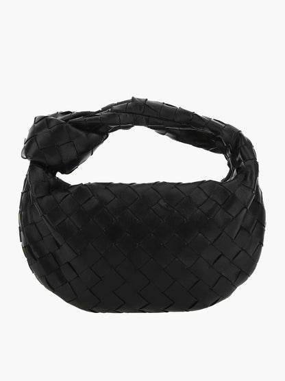 Handtasche Damen Geflochten Veganleder Schwarz