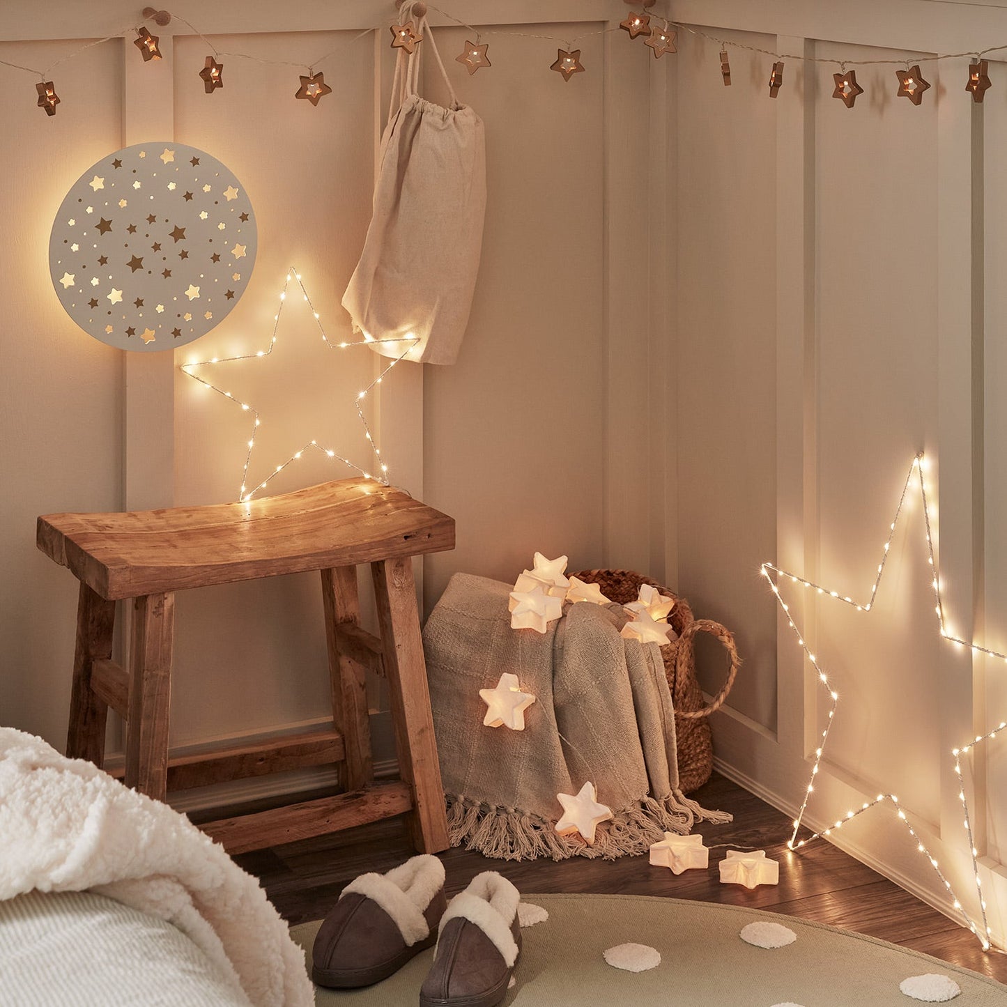 LED Lichterkette Papiersterne Warmweiß Innen