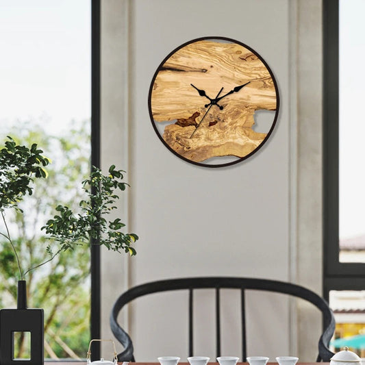Wanduhr Holz Modern mit Metall Rahmen