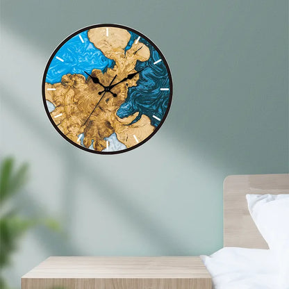 Wanduhr Holz Modern mit Metall Rahmen