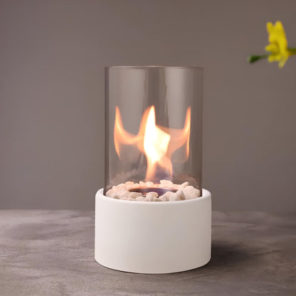 Tischfeuer Glas Metall Dekofeuer Lampe Modern