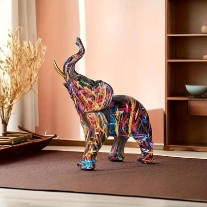 Dekofigur Bunter Elefant Harz Skulptur
