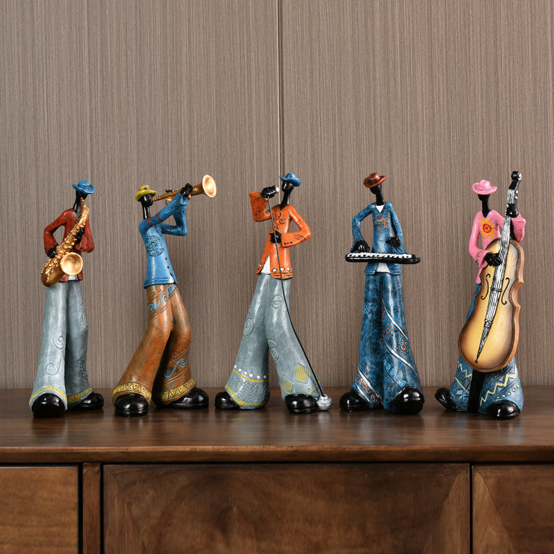 Vintage Harz Jazz Musiker Skulptur Dekoration