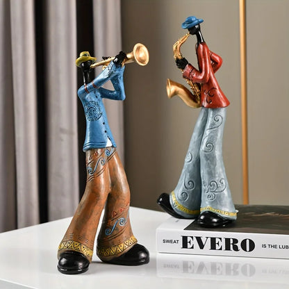 Vintage Harz Jazz Musiker Skulptur Dekoration