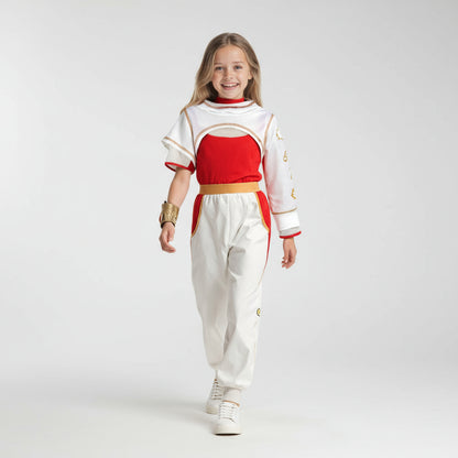 Kinder Superhelden Kostüm Set Weiß Rot Jacke Hose Halloween